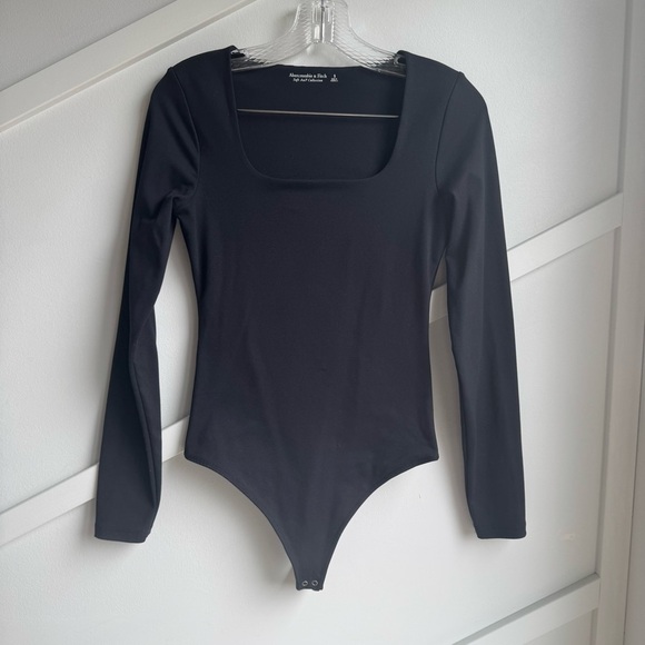 Abercrombie&Fitch Long-Sleeve Squareneck Corset Bodysuit Black size S - Picture 5 of 10